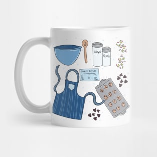 Holiday Baking, Winter theme cute baking cookies scene. Mug